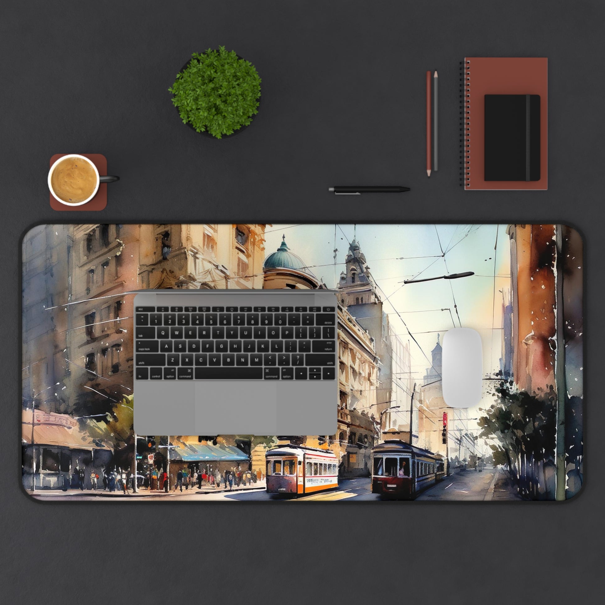 Melbourne City Skyline Desk Mat - Add Stylish Protection to Your Workspace