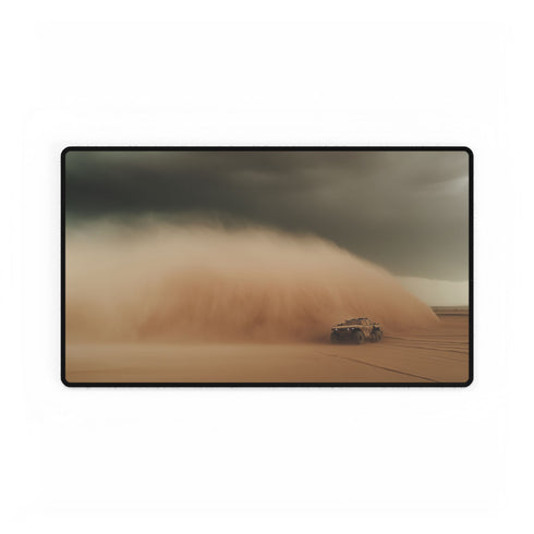 Desert Storm with Giant Sand Serpent — XL & XXL Desk Mat — Gaming & Workspace Desk Setup View
