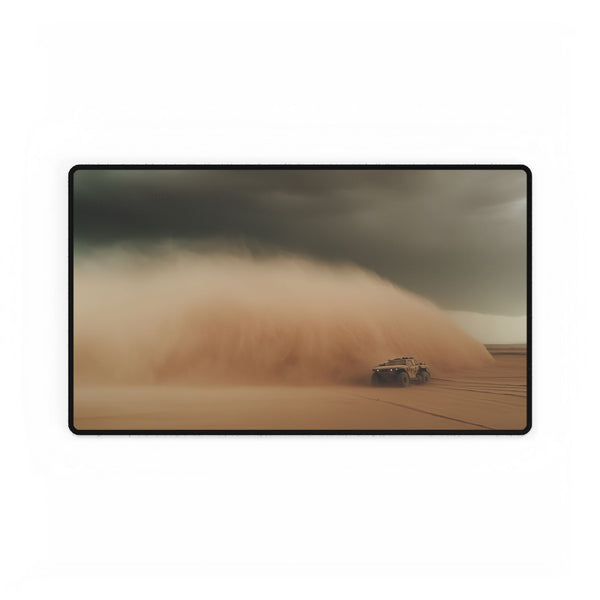 Desert Storm with Giant Sand Serpent — XL & XXL Desk Mat — Gaming & Workspace Desk Setup View