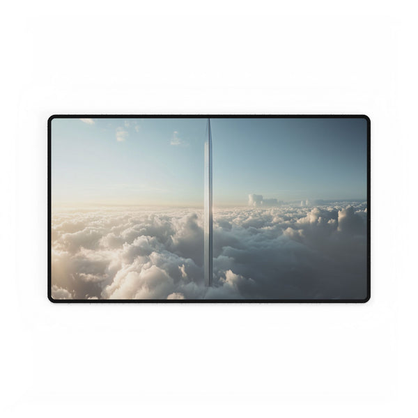 Skyscraper Shaped Like a Sword — XL & XXL Desk Mat — Gaming & Workspace Desk Setup View