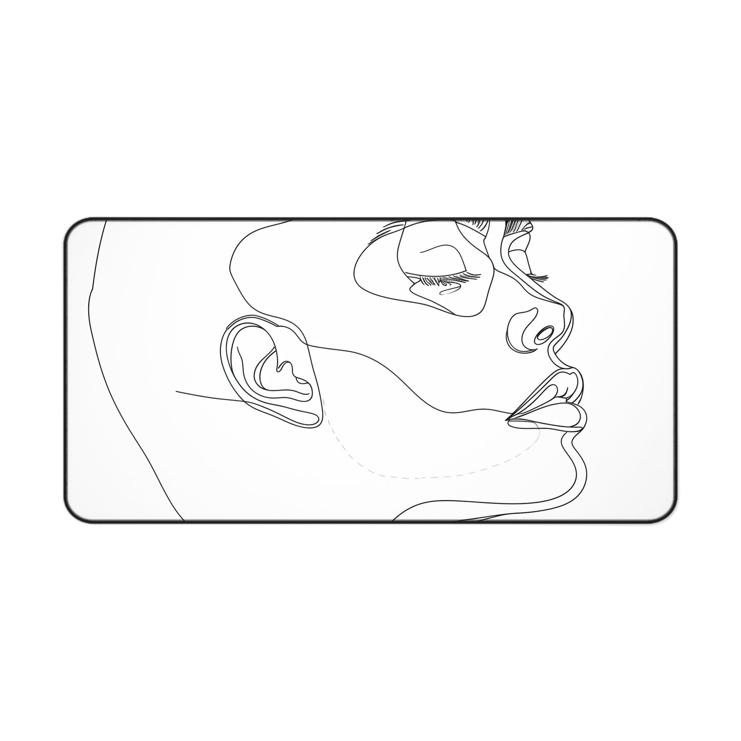 "Minimalist face line art desk mat for modern office decor"