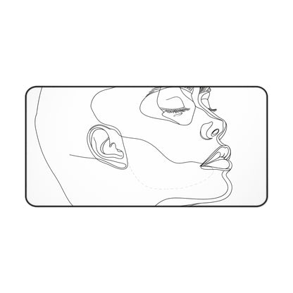 "Minimalist face line art desk mat for modern office decor"