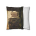 Ruined City Twisted Skyscrapers Eerie Glow — 40×40 Cushion Cover — Soft Brushed Fabric Texture Close-Up