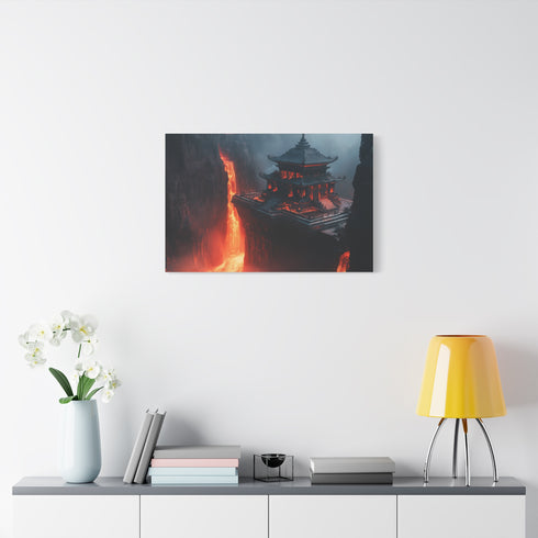 Levitating Temple Above Lava River — Canvas Wall Art — Product Detail View 7