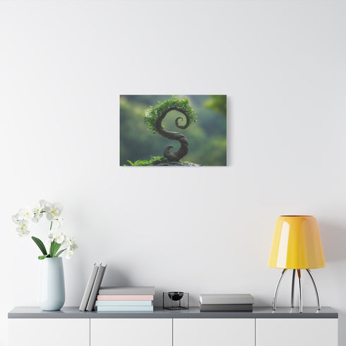 Spiral Tree Growing Upside Down — Canvas Wall Art — Kiln-Dried Pine Frame & Ready-to-Hang Back View