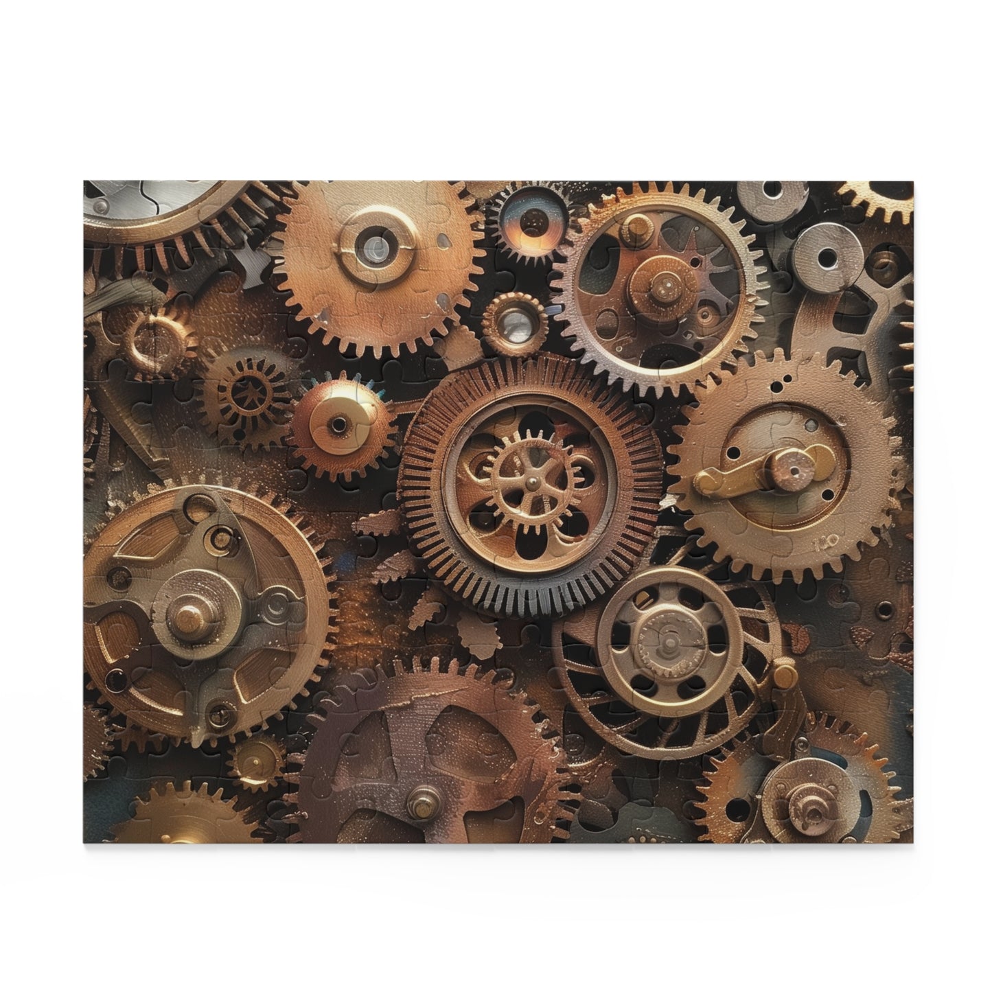 "Steampunk Gear Jigsaw Puzzle - Intricate design with gears and cogs for a challenging and imaginative experience"