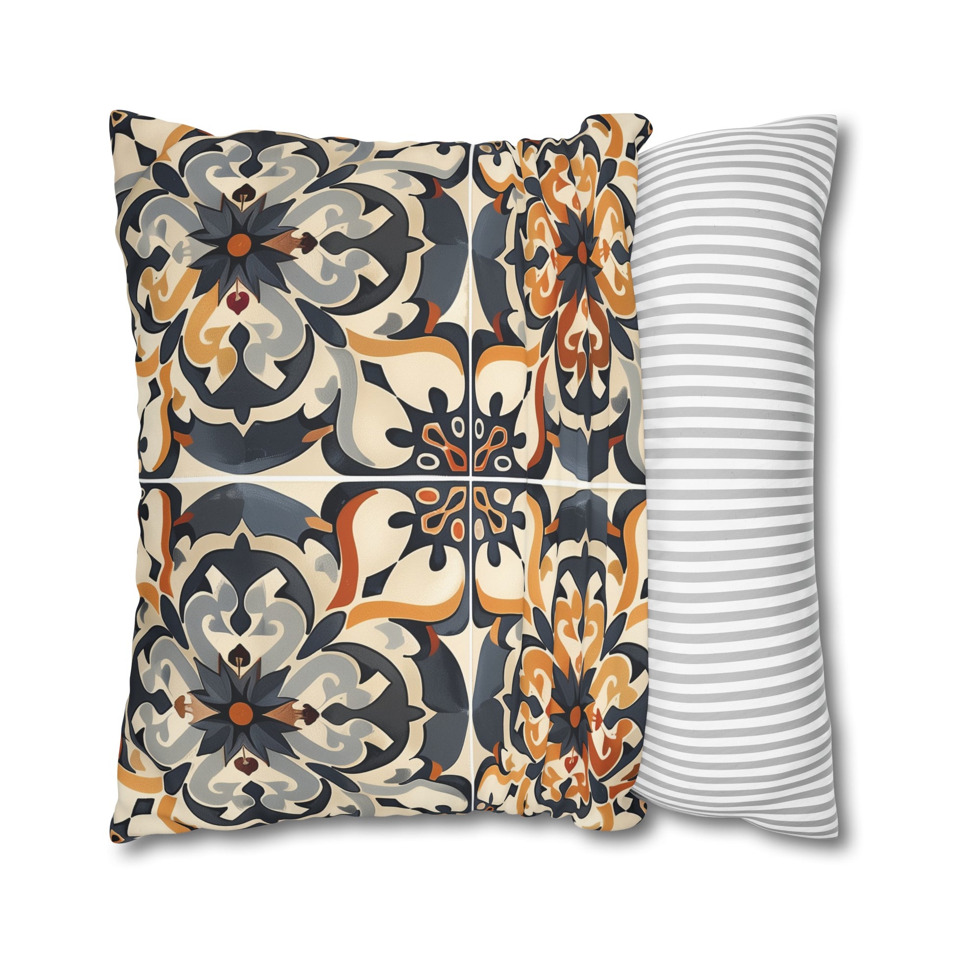 "Artisan Tiles Pillowcase: Elegant bedding with traditional ceramic tile design"