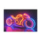 Retro Motorcycle with Neon Trail Stretched Canvas Wall Art
