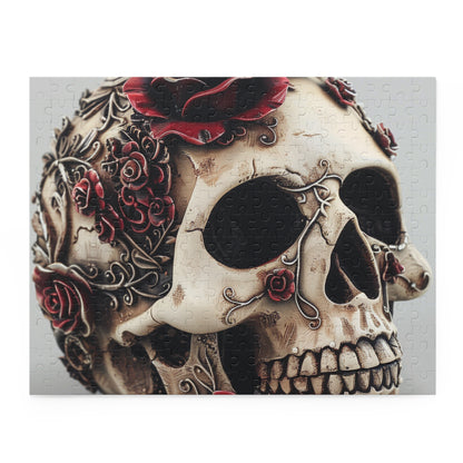 Gothic Rose Skull Puzzle with intricate detailing and beautiful roses for a captivating experience