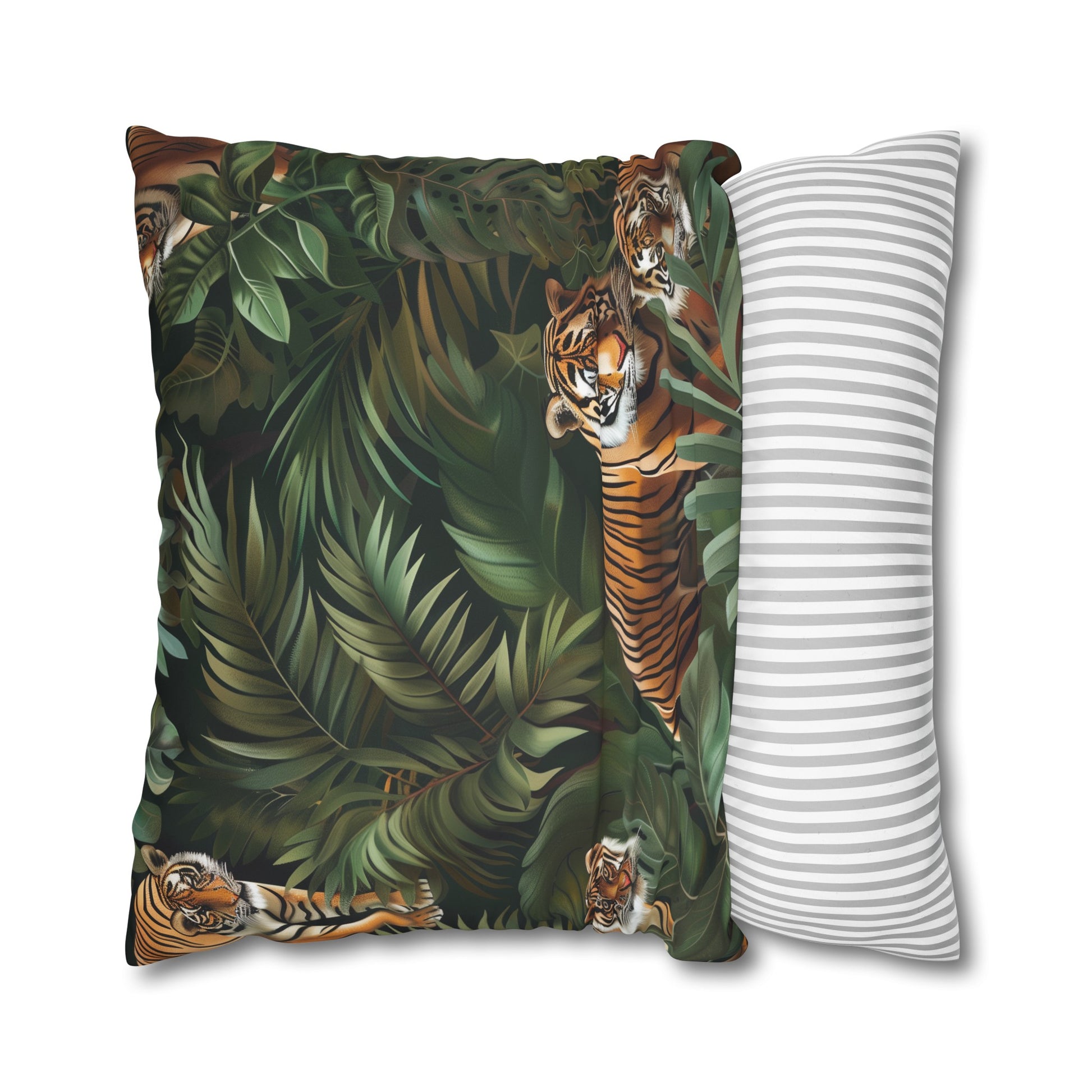 "Transform your bedroom with our Tiger Jungle Safari Pillowcase, featuring majestic tigers and a seamless jungle pattern for a touch of adventure in your home decor."