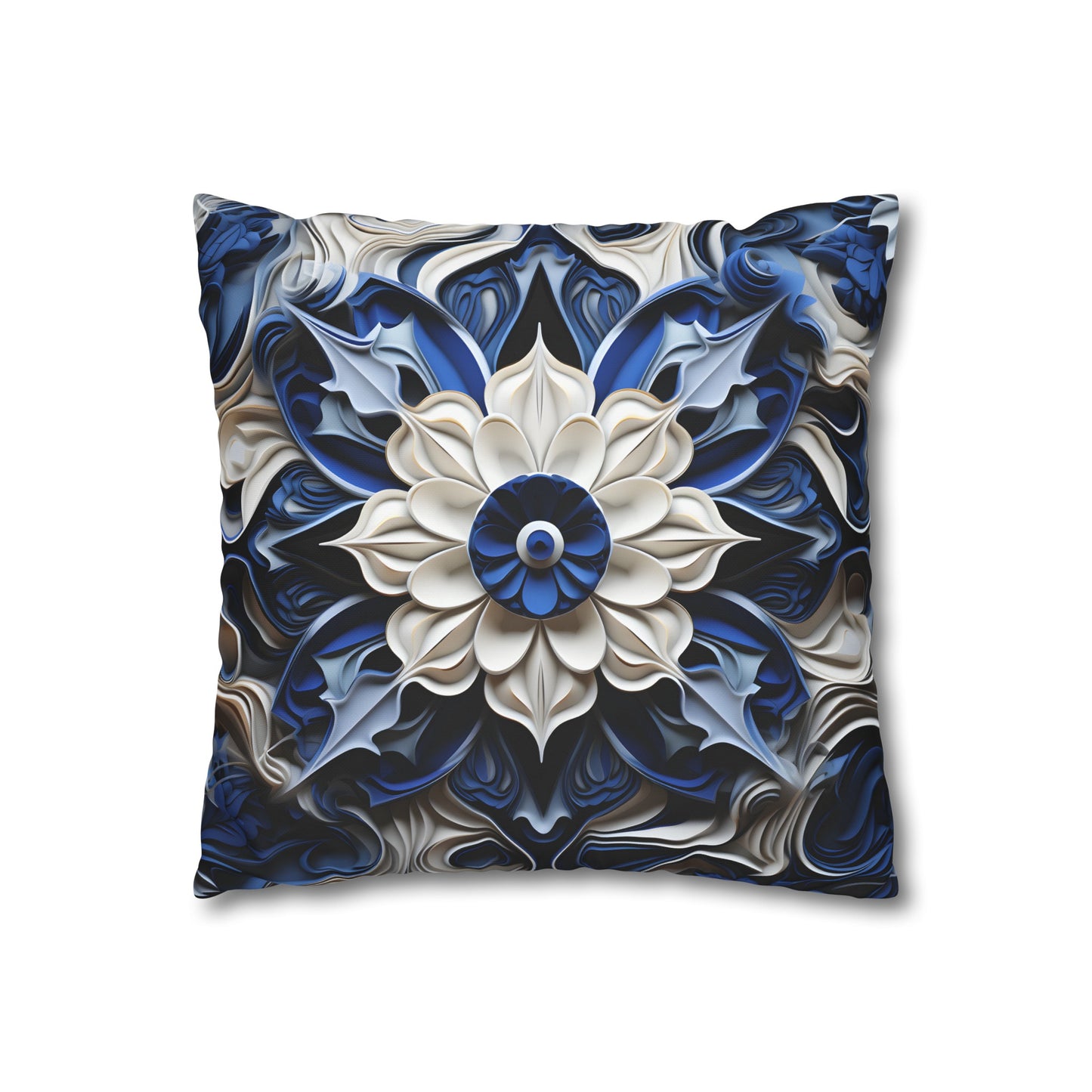 "Porcelain Dream Pillowcase - Elegant and tranquil design in blues, perfect for all seasons"