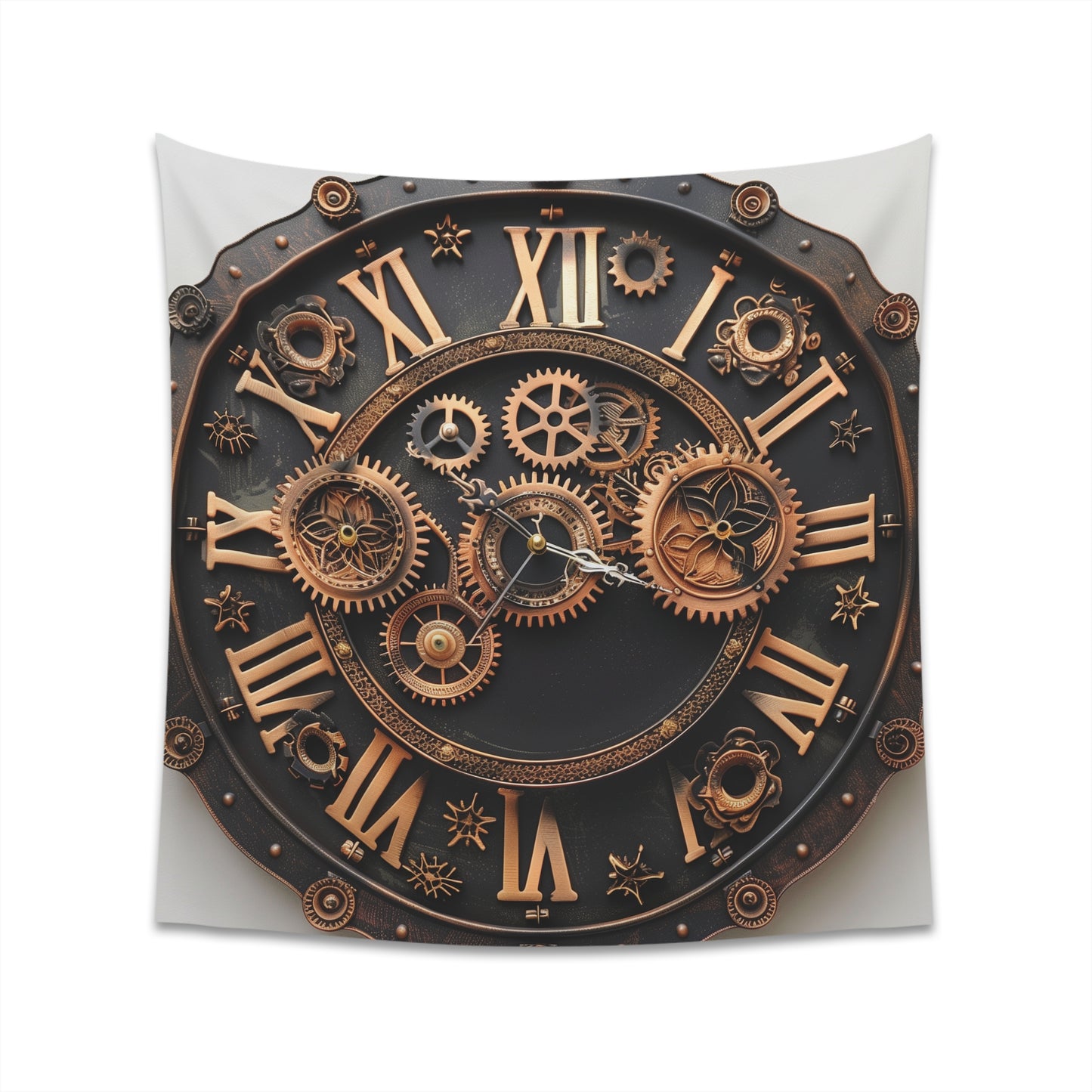 Steampunk Timepiece Clock Tapestry: Intricate Gears and Cogs Design for Industrial Elegance - Perfect Gift Option
