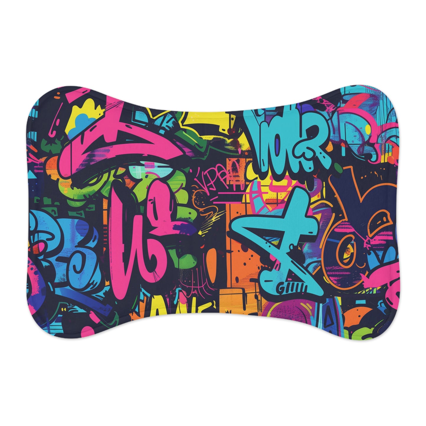 Neon Graffiti Pet Feeding Mat