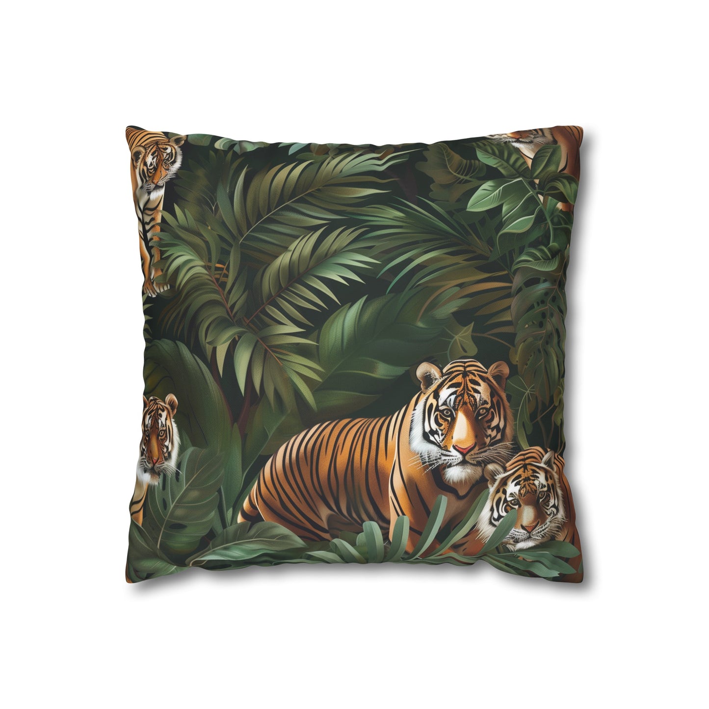 "Explore the wild with Tiger Jungle Safari Pillowcase - seamless jungle pattern with majestic tigers, adding adventure to home decor"