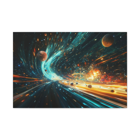 Space Highway with Comet Traffic (Edition II) — Canvas Wall Art — Living Room Wall Lifestyle View