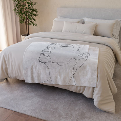 this blanket is sure to make a statement in any room.

Meta Description: Wrap yourself in the art of sophistication with our Abstract Visage Blanket: Laser Moustache Minimalist Art. Perfect for adding a touch of modern elegance to your living space