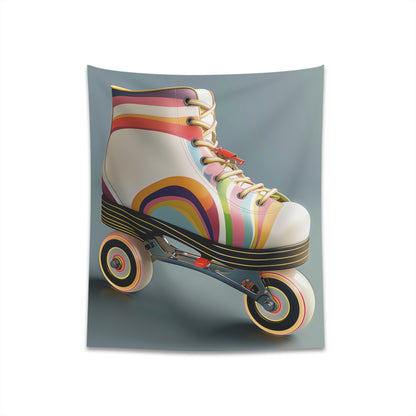 "Roller Skates Retro Tapestry: Vibrant and Nostalgic Wall Decor - Perfect Gift!"