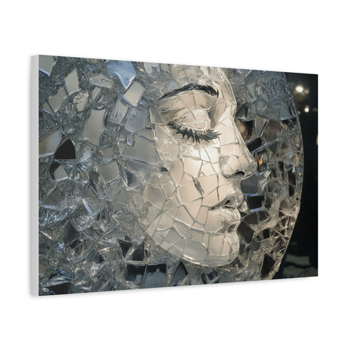 Moon Made of Shattered Glass (Edition II) — Canvas Wall Art — Side Profile & Stretched Corner Detail