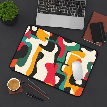 "Modern Abstract Bright Desk Mat - Bold colorful pattern for stylish office decor"