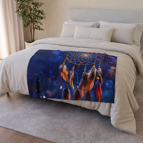 Dreamcatcher Suspended in Stars — Plush Fleece Throw Blanket — Product Detail View 6