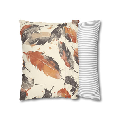 "Boho Feathers Pillow Case - Add bohemian elegance to your bedroom with this enchanting pillowcase featuring whimsical feather pattern in soft colors."