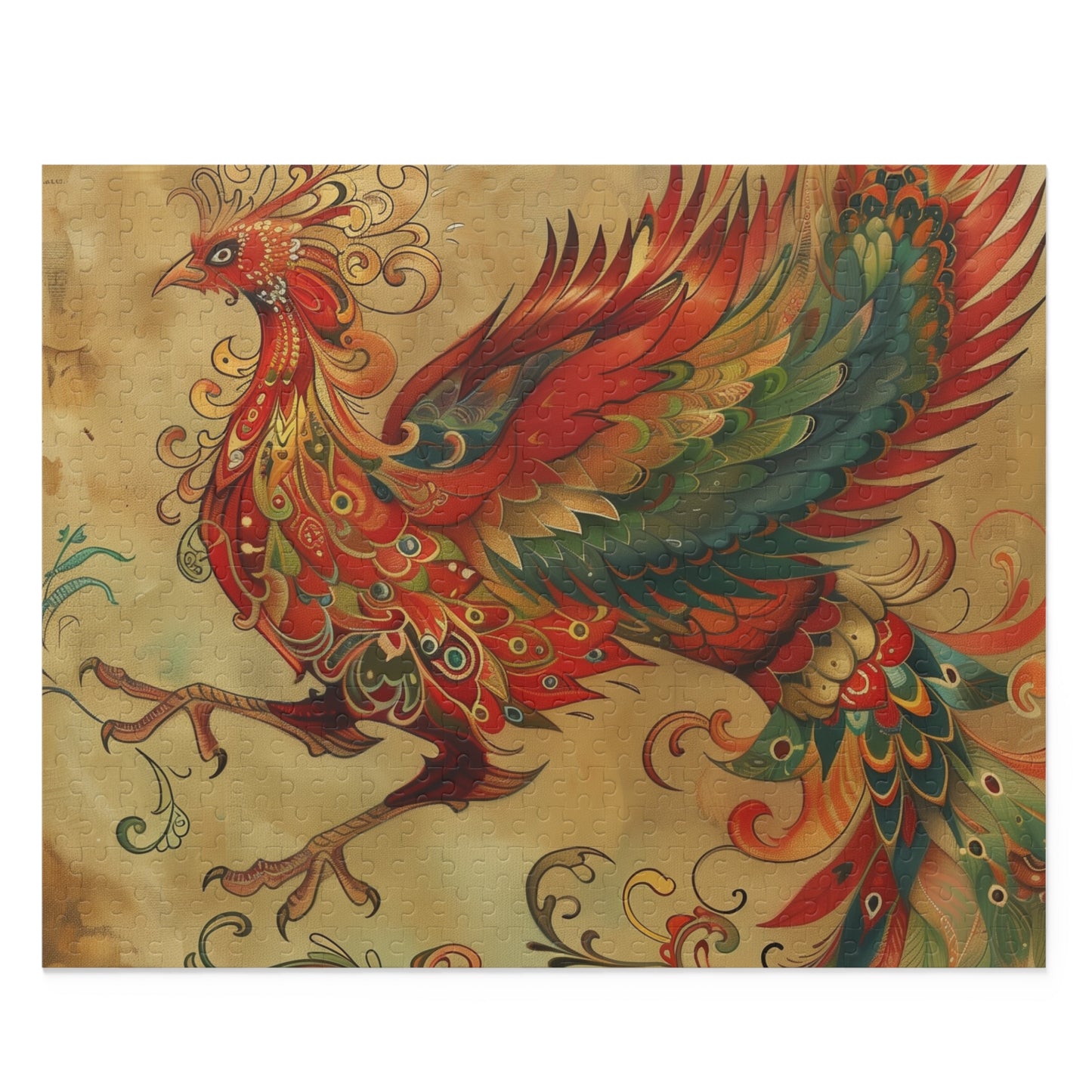 Vibrant mythical phoenix jigsaw puzzle - captivating beauty in every piece.