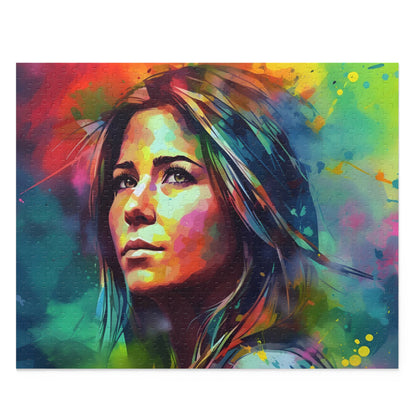 Jennifer Aniston Neon Watercolor Puzzle | Puzzle | Back-to-School, Fall Picks, Games, Holiday Picks, Home & Living, Puzzles, TikTok, Valentine's Day, Valentine's Day Picks | Prints with Passion