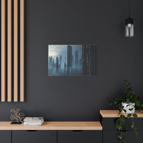 Data Towers Rising from Dark Sea — Canvas Wall Art — Product Detail View 8