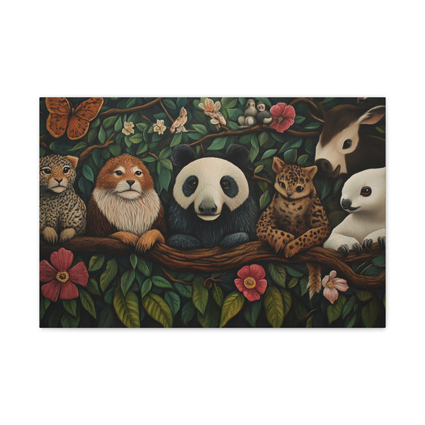 A Diverse Group of Animals Living in Harmony Stretched Canvas Wall Art