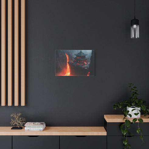 Levitating Temple Above Lava River — Canvas Wall Art — Product Detail View 5