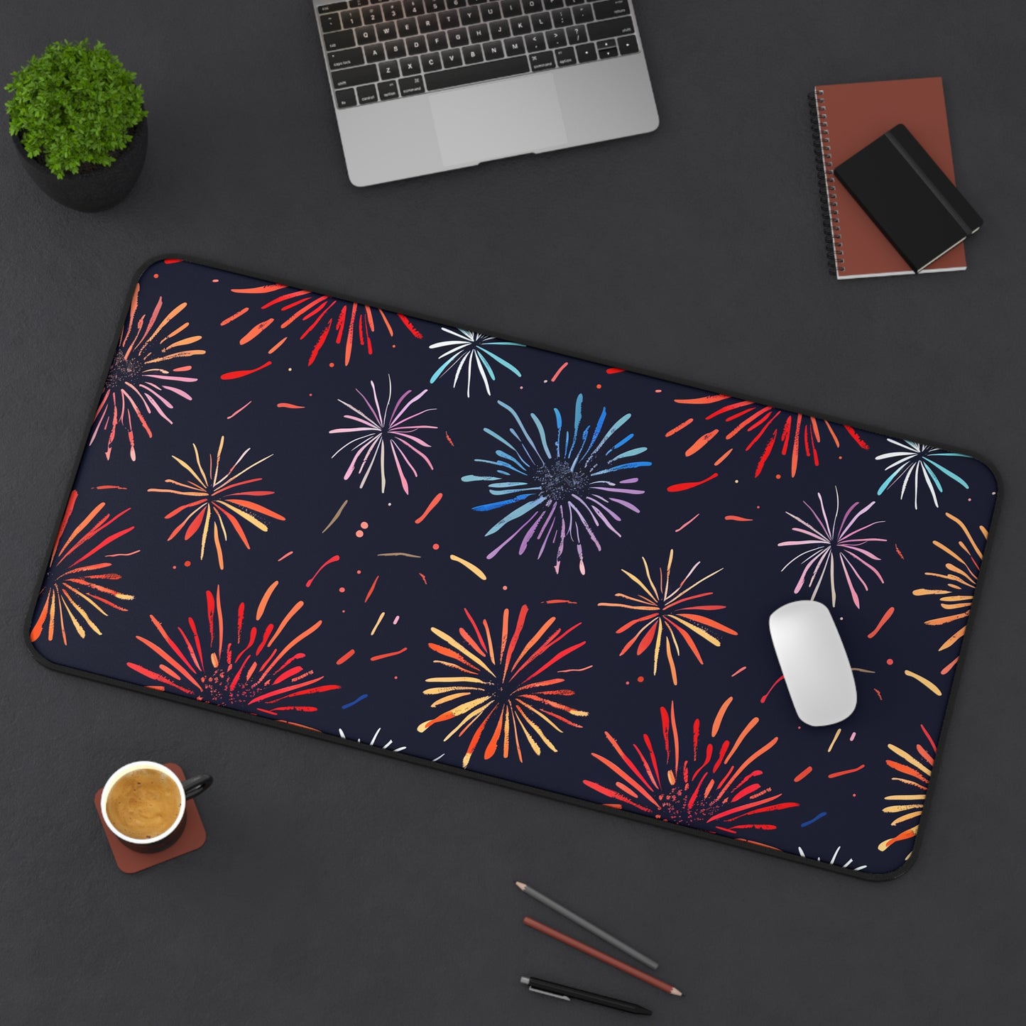 Fireworks Fiesta Desk Mat | Desk Mat | Accessories, Back-to-School, Desk, Fall Bestsellers, Home & Living, Mouse pad, Mouse Pads, Mousepad, Seasonal Picks, Stationery, TikTok | Prints with Passion