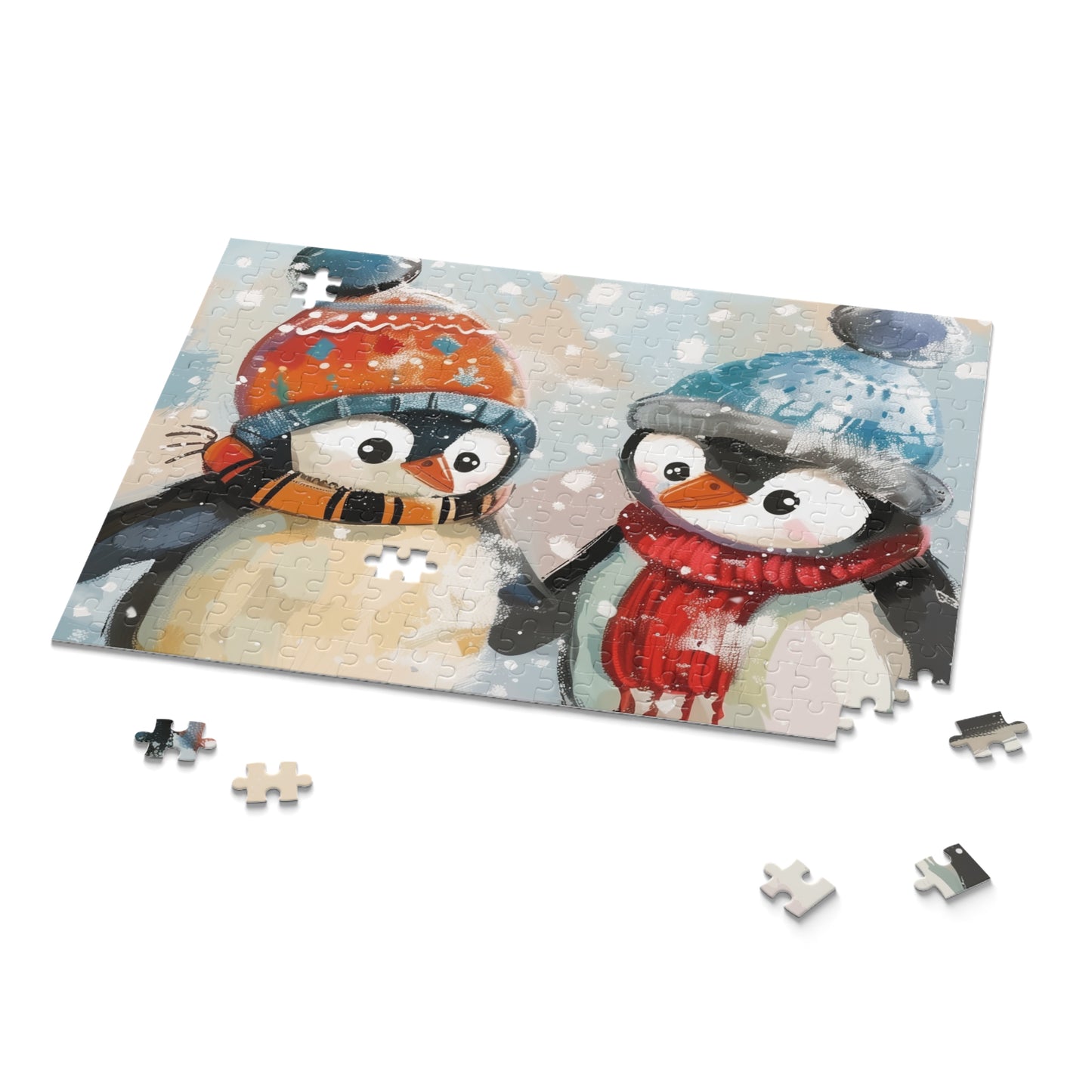 Cozy Penguin Pals Puzzle for Winter Fun - Adorable jigsaw with cute penguins in hats and scarves for all ages