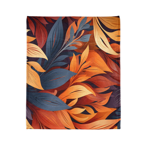 Autumn Foliage & Wildflowers Botanical Plush Fleece Throw Blanket - View 7 | Prints With Passion