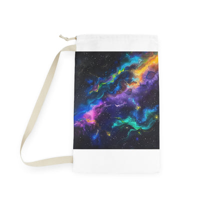 "Neon Space Galaxy Laundry Bag - Colorful laundry day essential with galactic design"