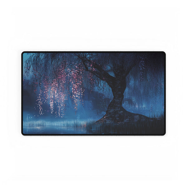 Cybernetic Tree in Digital Swamp — XL & XXL Desk Mat — Gaming & Workspace Desk Setup View