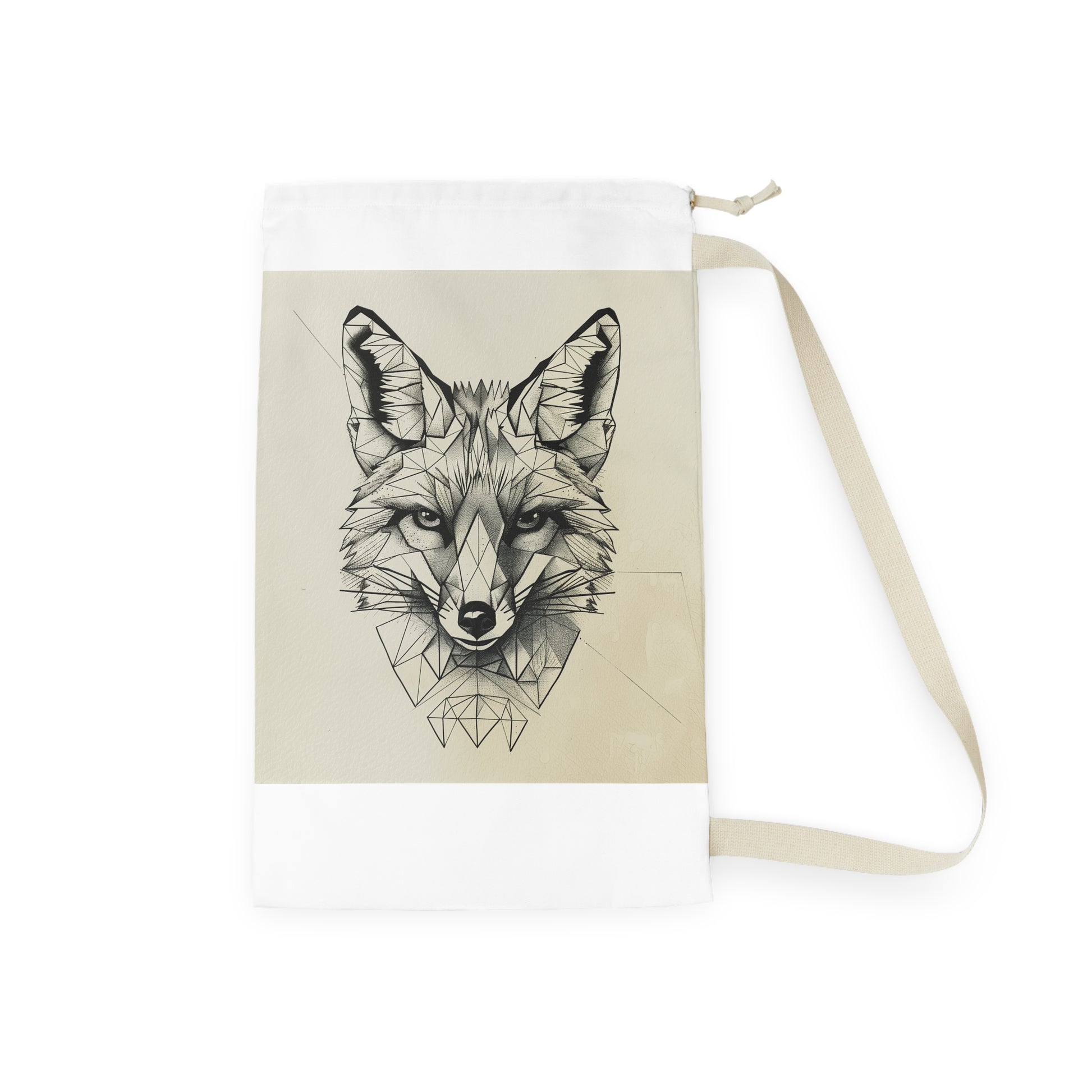 "Fox Geometric Laundry Bag - Stylish laundry organization with bold fox design, perfect for adding fun to your routine"