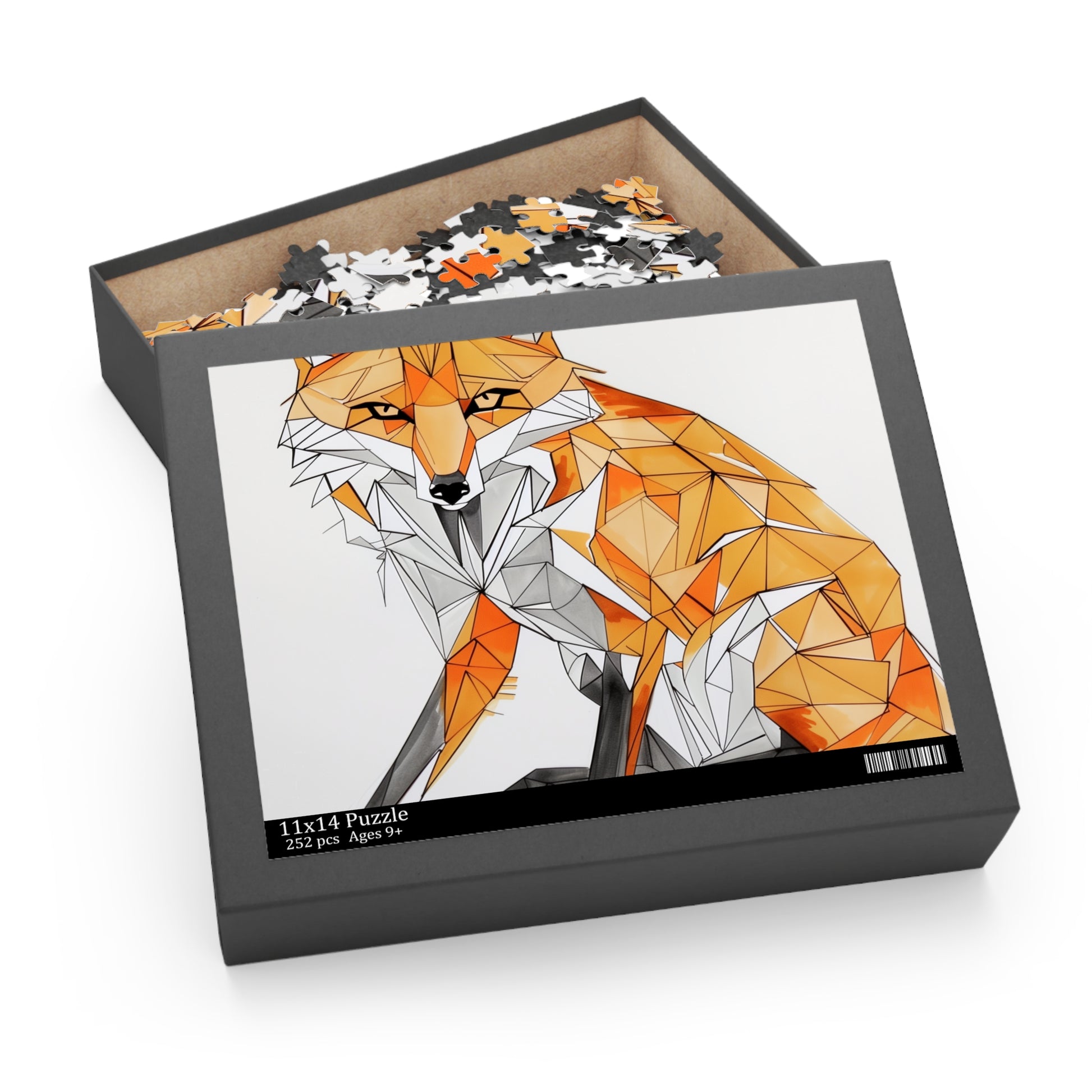 Angular Fox Geometric Puzzle - Intricate jigsaw with striking fox design and angular lines for hours of entertainment.