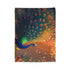 Ghost Peacock in Pixel Forest — Plush Fleece Throw Blanket — Folded Plush Blanket Detail