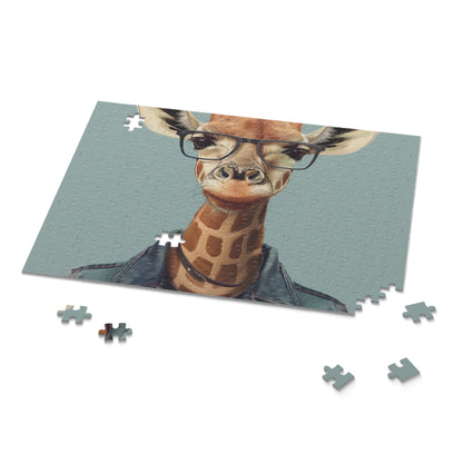 "Giraffe Hipster Puzzle: Speckled Specs - Fun and quirky jigsaw puzzle for animal lovers and enthusiasts"