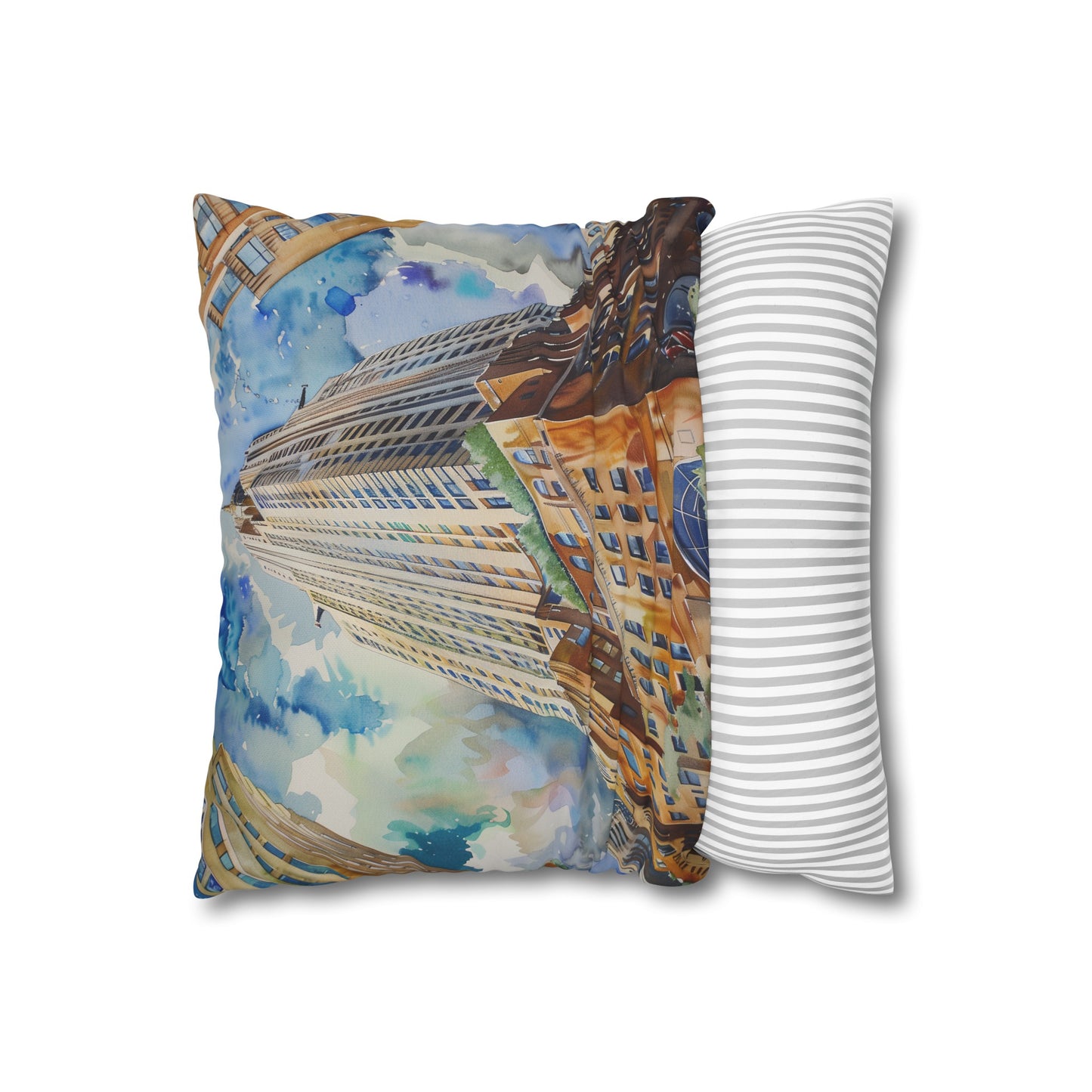 "Vintage Art Deco Dreams Pillowcase featuring iconic Chrysler Building in soft watercolors. High-quality, stylish, and perfect for all seasons. Makes a great gift! Shop now at BenCPrints."