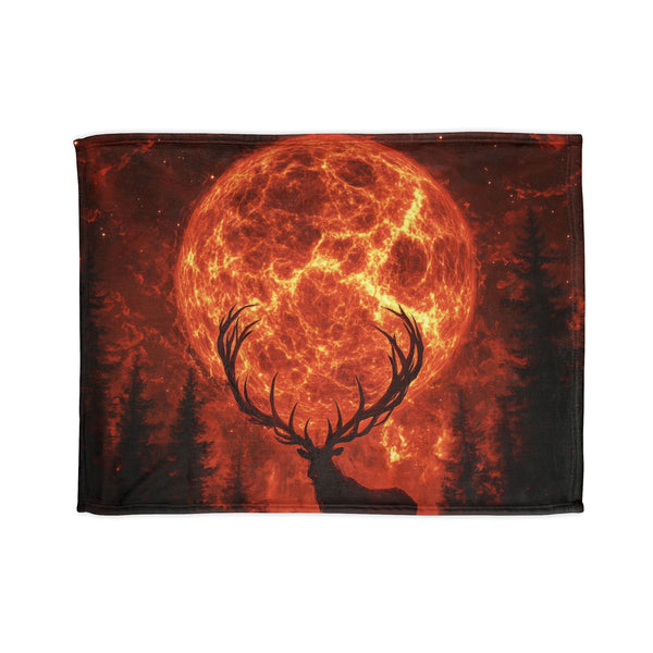Lava Antlers of Cosmic Deer — Plush Fleece Throw Blanket — Full Flat Artwork View