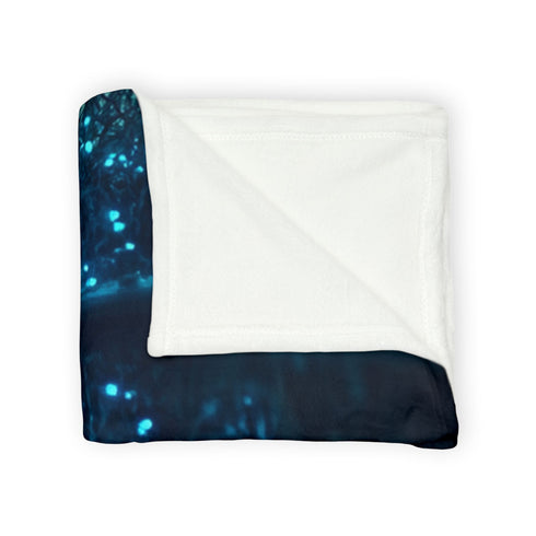 Bioluminescent Vines on a Ghost Bridge — Plush Fleece Throw Blanket — Product Detail View 11