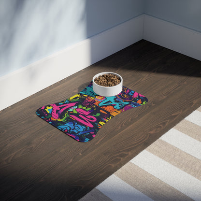 Neon Graffiti Pet Feeding Mat