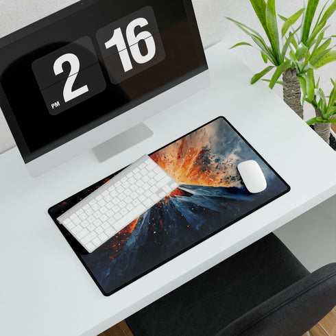 Geometric Volcano Erupting Light Shards — XL & XXL Desk Mat — Product Detail View 7