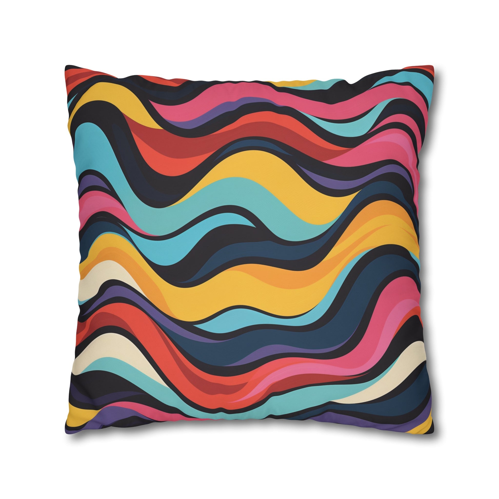 "Vibrant Retro Waves Pillow Case - Add Retro Style to Your Bedroom Decor"