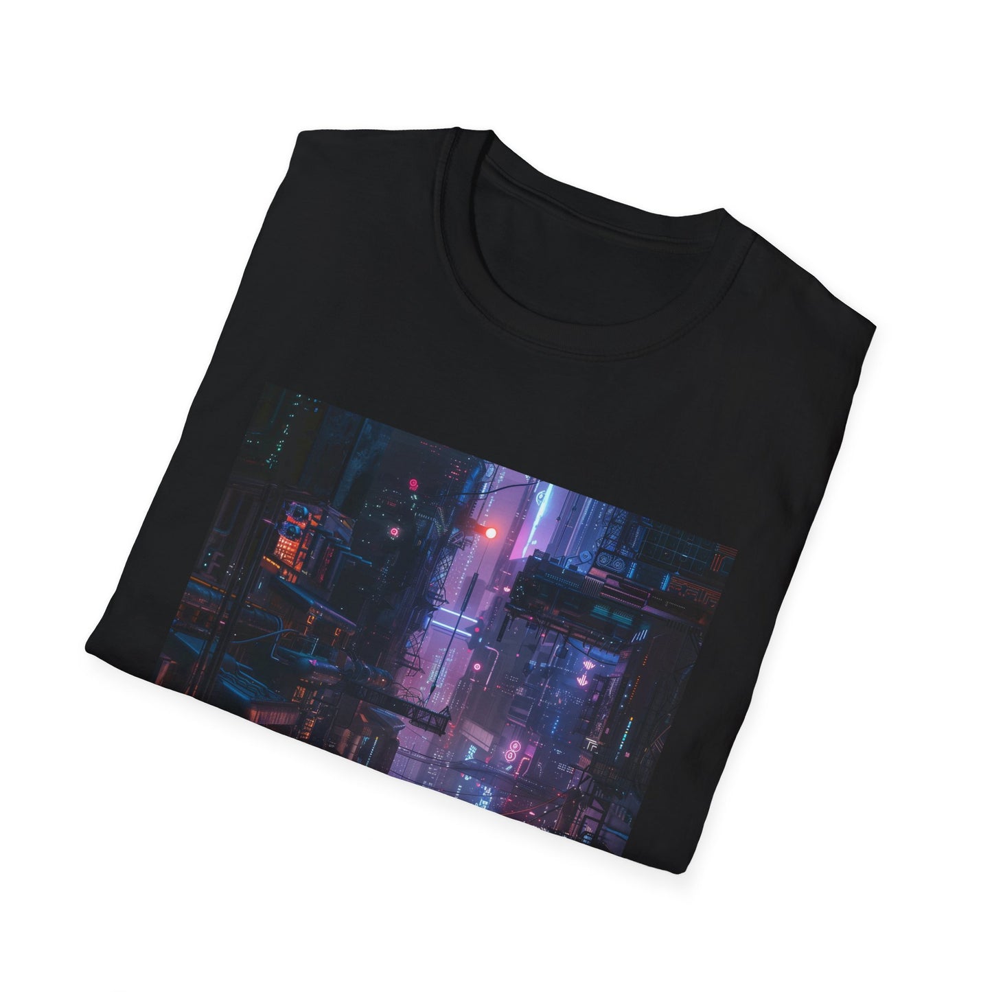 Glitch City: Cyberpunk Neon Landscape T-Shirt