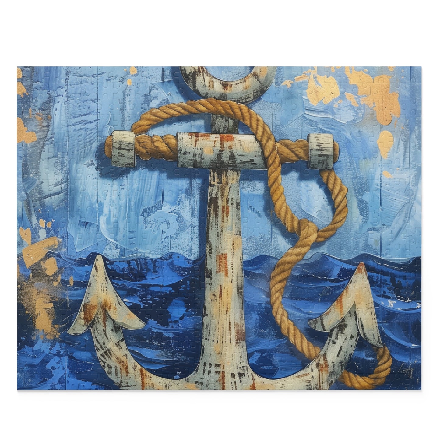 "Anchor and Rope Jigsaw Puzzle - Nautical-themed design for maritime décor enthusiasts"