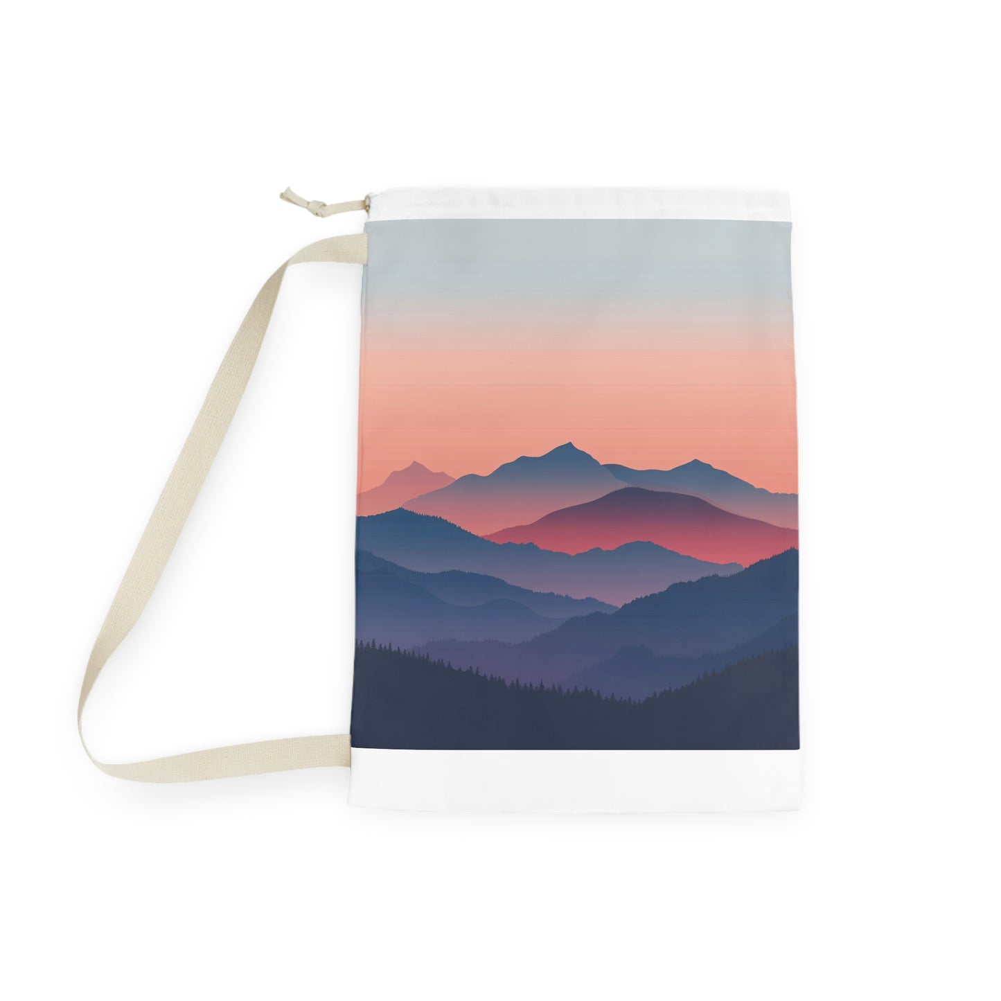 "Minimalist mountainscape laundry bag for stylish organization"