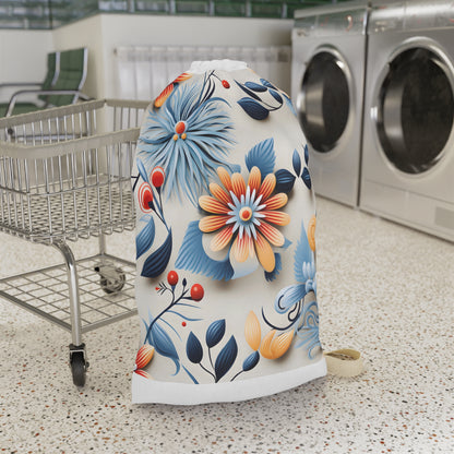 "Vibrant floral pattern laundry bag for stylish laundry transport"