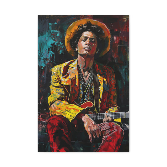 Canvas: Bruno Mars MGM Tickets Canvas Print captures the energy and showmanship of Bruno MarsBold colors and dynamic brushstrokes bring his music to life | Canvas | Art & Wall Decor, Canvas, Fall Picks, Hanging Hardware, Home & Living, Indoor, Top Spring Products, Valentine's Day promotion | Prints with Passion